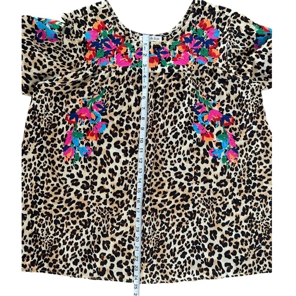 See And Be Seen Neon Embroidery Leopard Tunic Top Small - Picture 8 of 15